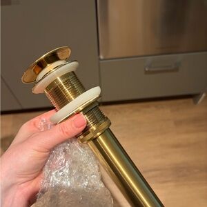 Luxier Pop up Drain Stopper Brushed Gold Without Overflow